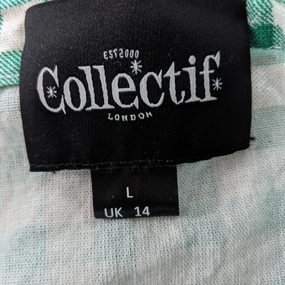 Collectif Green Rylee Gingham Bow Shorts UK 14 - Picture 6 of 7